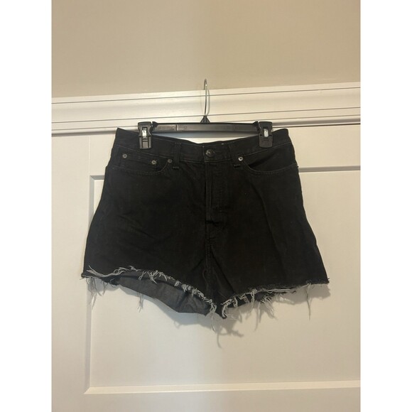 Rag & Bone Shorts Women’s 29 Black Denim Distressed Maya High Rise 3.5” Inseam - Picture 1 of 6